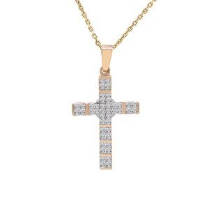1.00 Ct. Tw. Princess Cut Cross Diamond Pendant 14k Gold Necklace